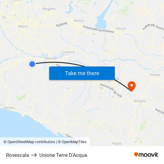 Rovescala to Unione Terre D'Acqua map