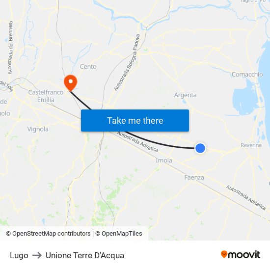 Lugo to Unione Terre D'Acqua map