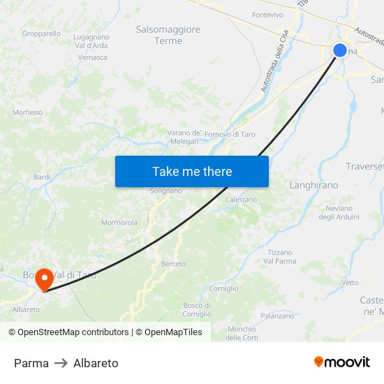 Parma to Albareto map