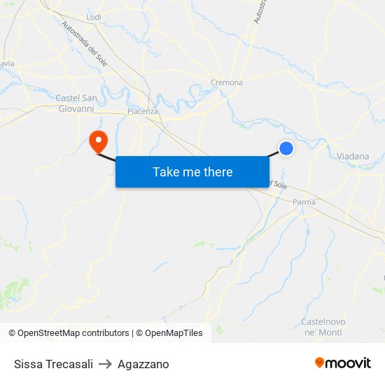 Sissa Trecasali to Agazzano map