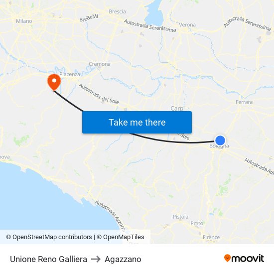 Unione Reno Galliera to Agazzano map