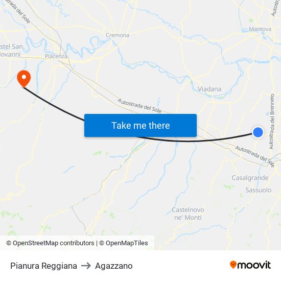 Pianura Reggiana to Agazzano map