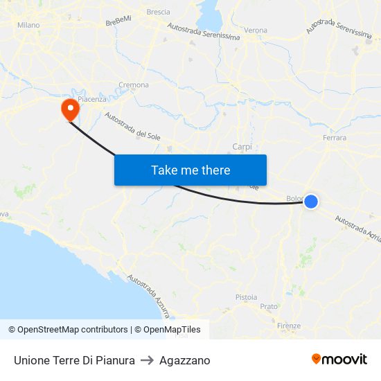 Unione Terre Di Pianura to Agazzano map
