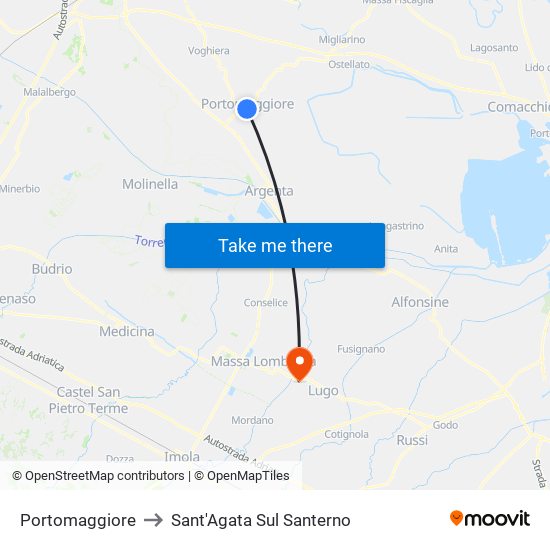 Portomaggiore to Sant'Agata Sul Santerno map