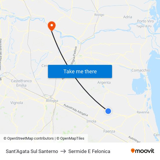 Sant'Agata Sul Santerno to Sermide E Felonica map