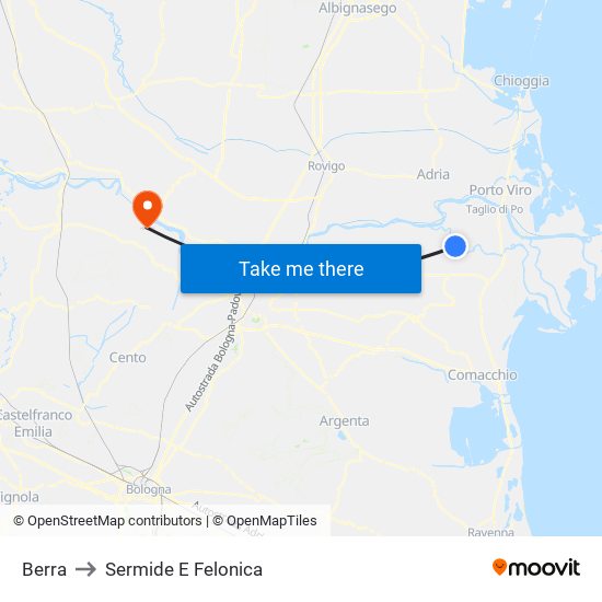 Berra to Sermide E Felonica map