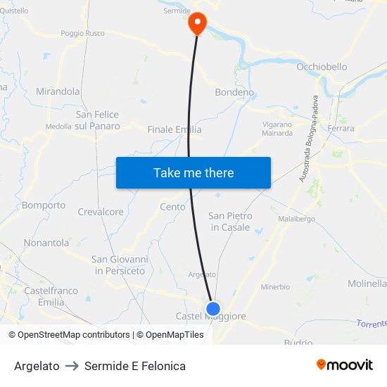 Argelato to Sermide E Felonica map