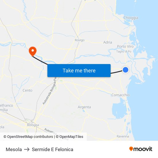 Mesola to Sermide E Felonica map