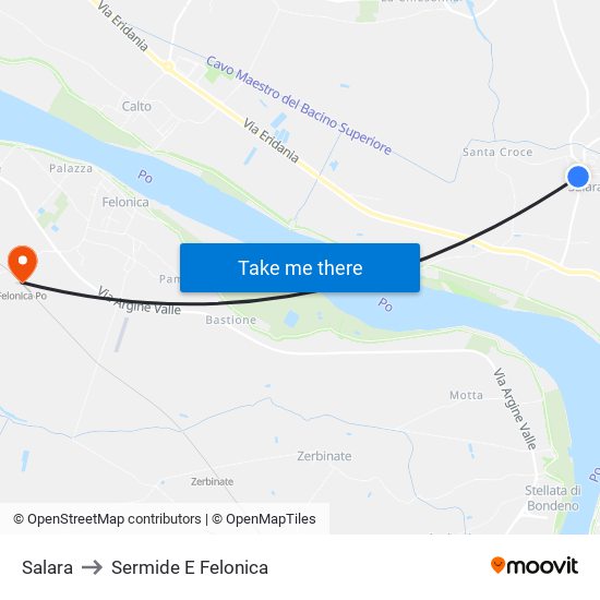 Salara to Sermide E Felonica map