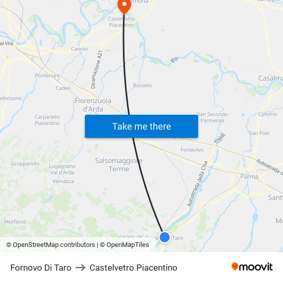 Fornovo Di Taro to Castelvetro Piacentino map