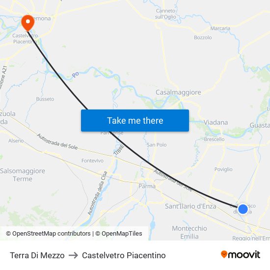 Terra Di Mezzo to Castelvetro Piacentino map