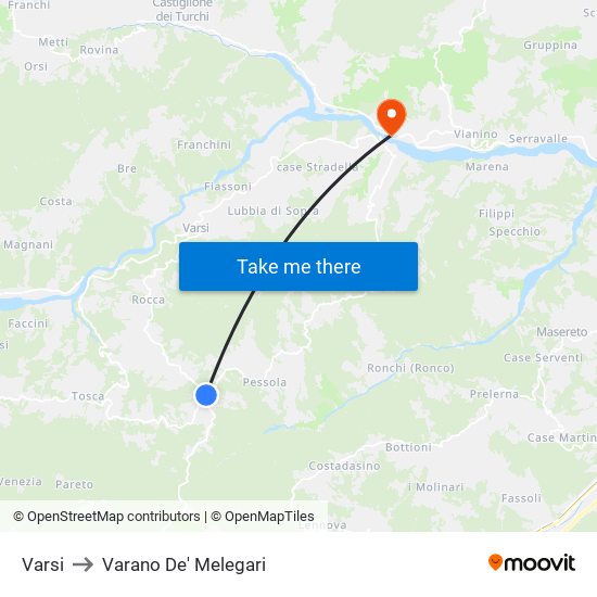 Varsi to Varano De' Melegari map
