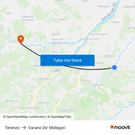 Terenzo to Varano De' Melegari map