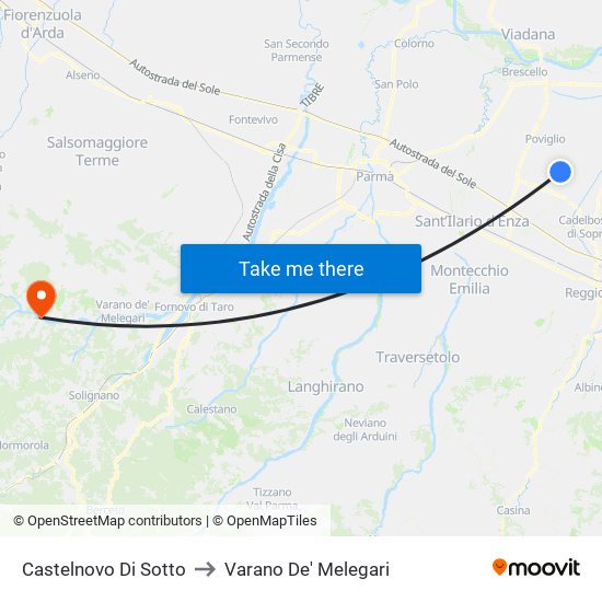 Castelnovo Di Sotto to Varano De' Melegari map