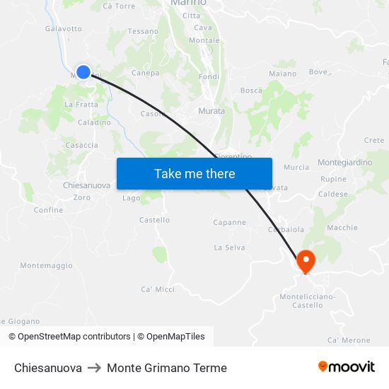 Chiesanuova to Monte Grimano Terme map