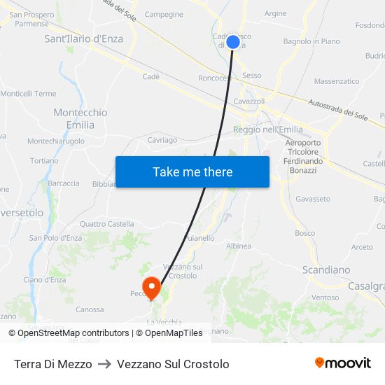 Terra Di Mezzo to Vezzano Sul Crostolo map