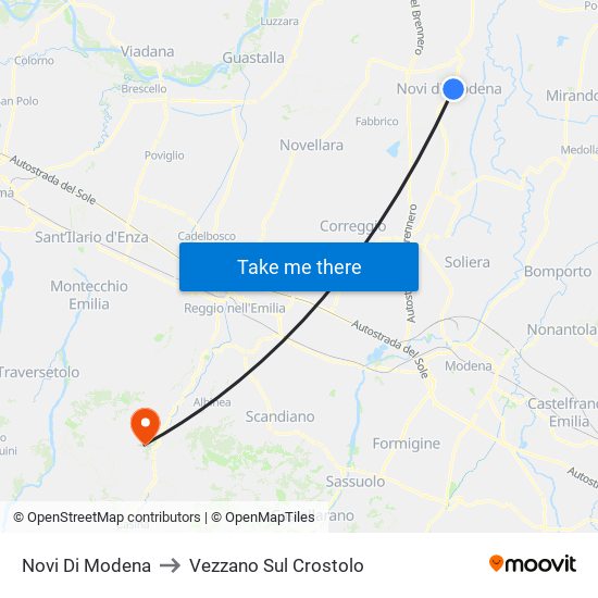 Novi Di Modena to Vezzano Sul Crostolo map