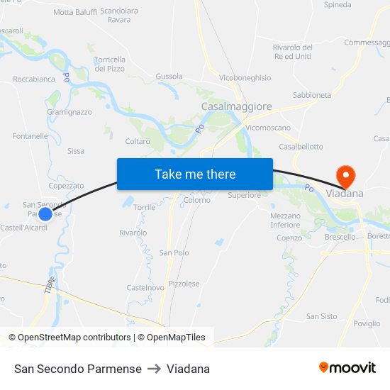 San Secondo Parmense to Viadana map