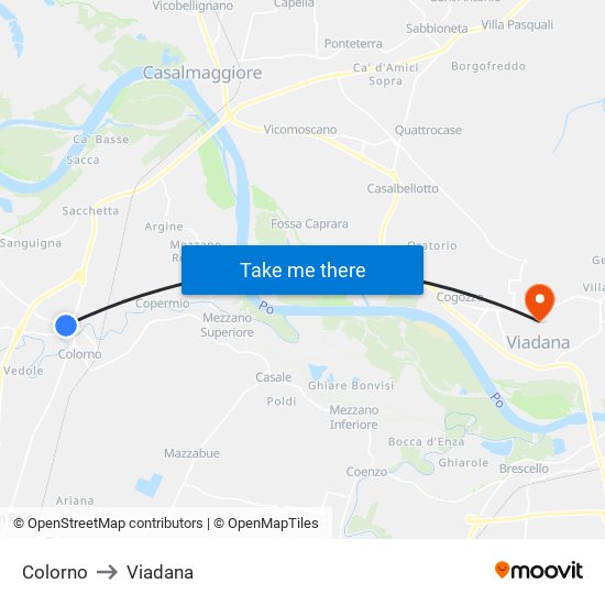 Colorno to Viadana map
