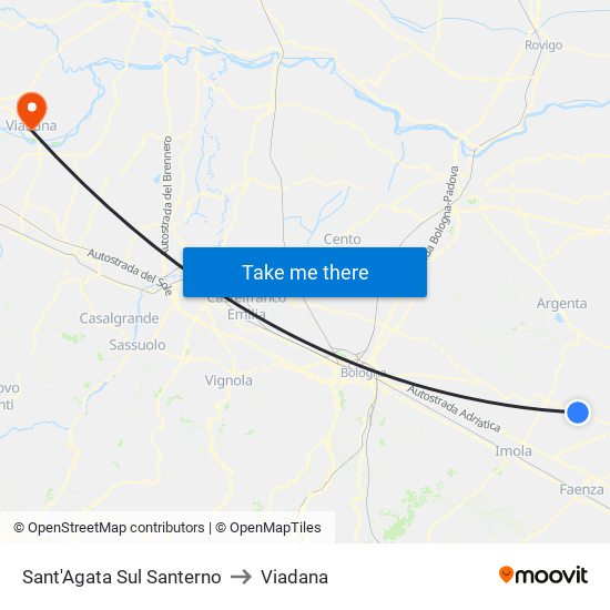 Sant'Agata Sul Santerno to Viadana map