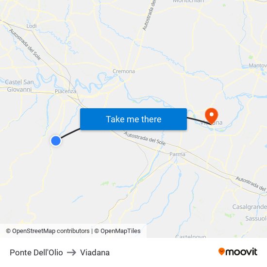 Ponte Dell'Olio to Viadana map