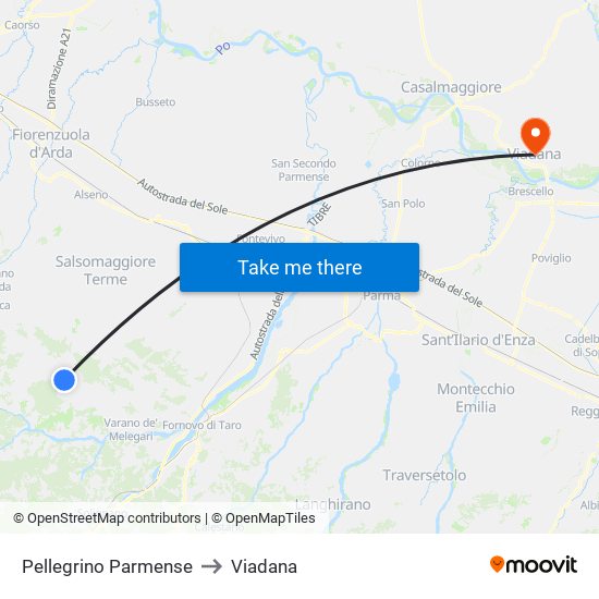 Pellegrino Parmense to Viadana map