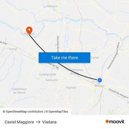 Castel Maggiore to Viadana map