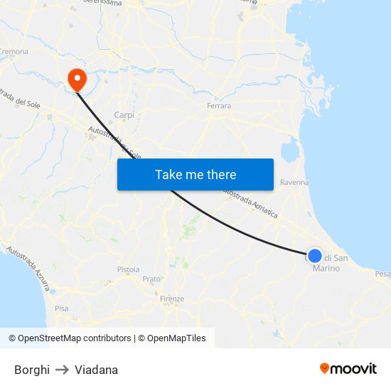 Borghi to Viadana map