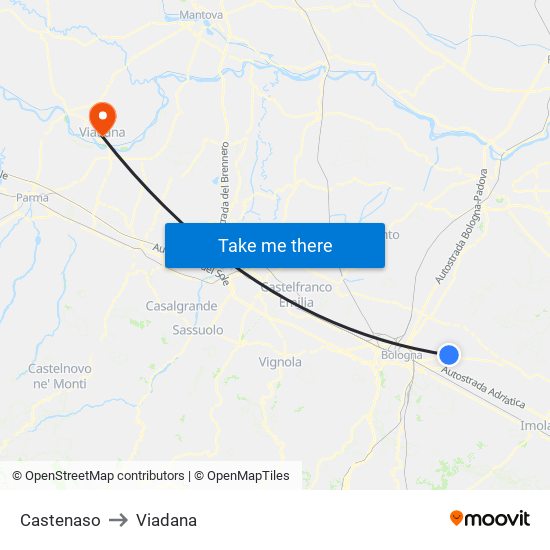 Castenaso to Viadana map