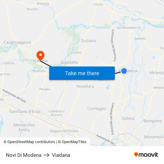 Novi Di Modena to Viadana map