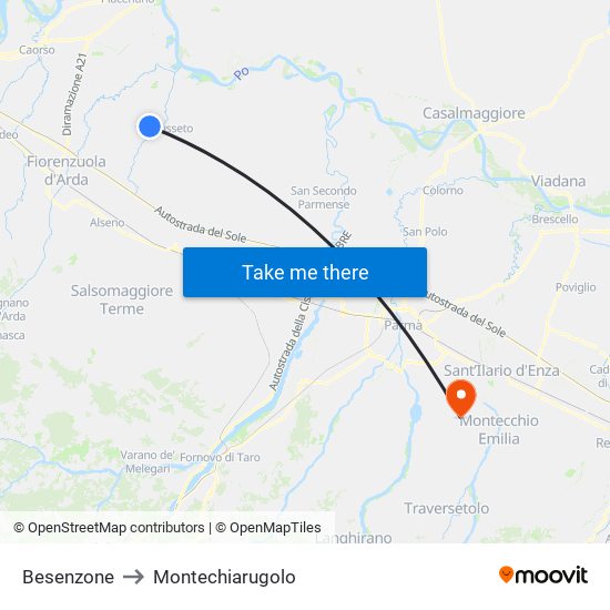Besenzone to Montechiarugolo map