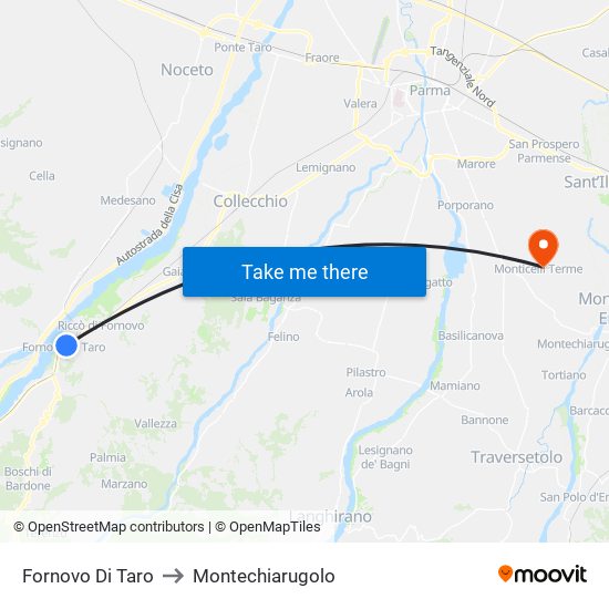 Fornovo Di Taro to Montechiarugolo map