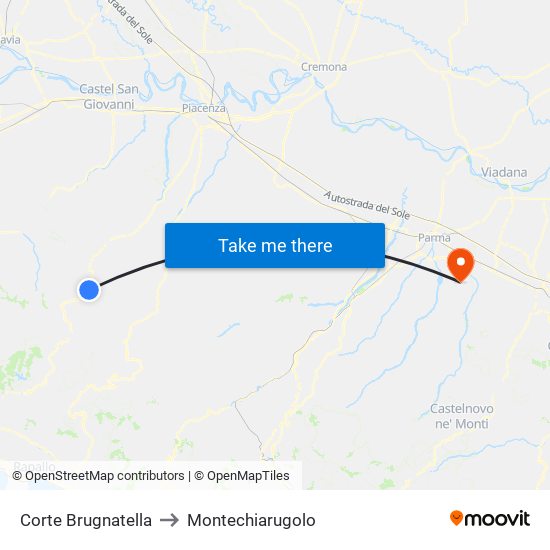 Corte Brugnatella to Montechiarugolo map