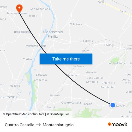 Quattro Castella to Montechiarugolo map