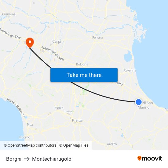 Borghi to Montechiarugolo map