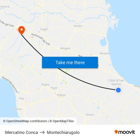 Mercatino Conca to Montechiarugolo map