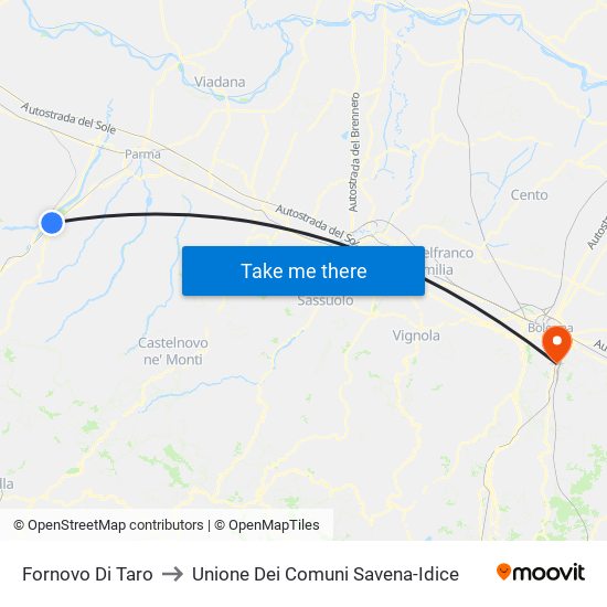 Fornovo Di Taro to Unione Dei Comuni Savena-Idice map