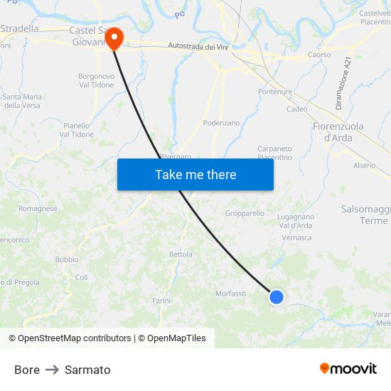 Bore to Sarmato map