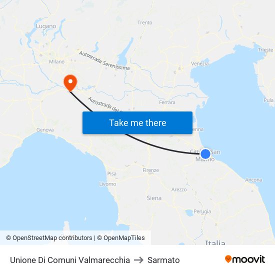 Unione Di Comuni Valmarecchia to Sarmato map