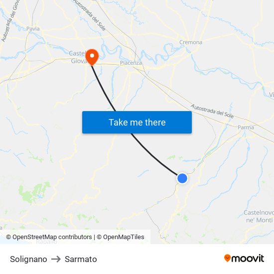 Solignano to Sarmato map