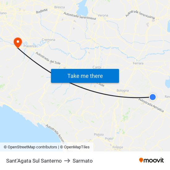 Sant'Agata Sul Santerno to Sarmato map
