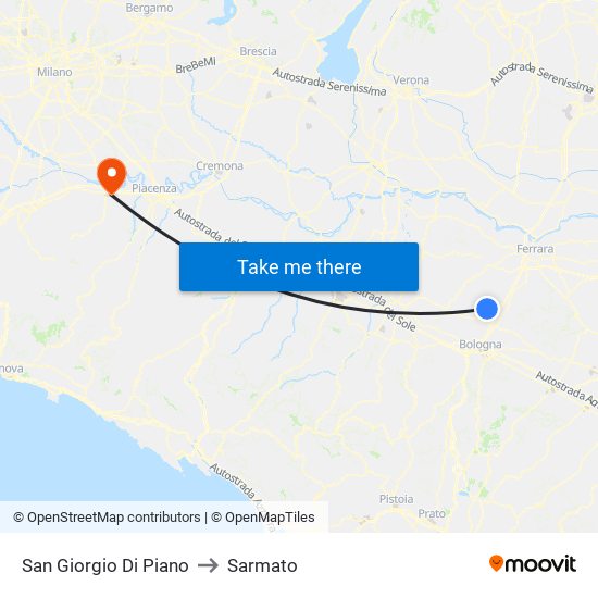 San Giorgio Di Piano to Sarmato map
