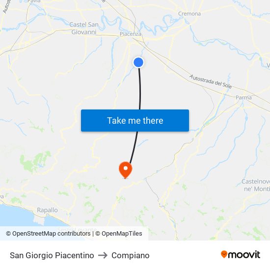 San Giorgio Piacentino to Compiano map