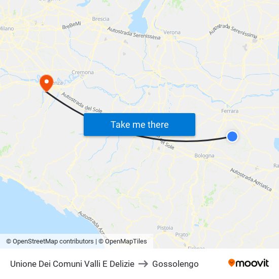 Unione Dei Comuni Valli E Delizie to Gossolengo map