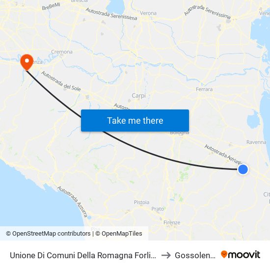 Unione Di Comuni Della Romagna Forlivese to Gossolengo map