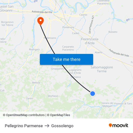 Pellegrino Parmense to Gossolengo map