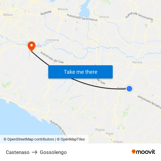 Castenaso to Gossolengo map