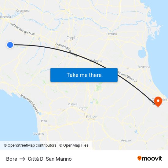 Bore to Città Di San Marino map
