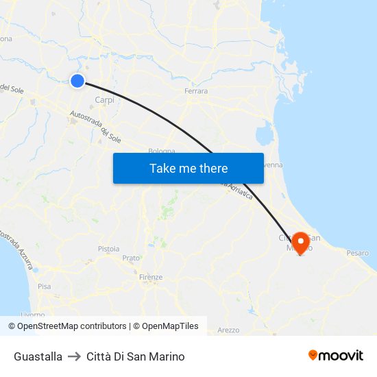 Guastalla to Città Di San Marino map