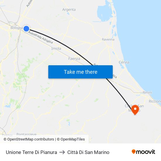 Unione Terre Di Pianura to Città Di San Marino map